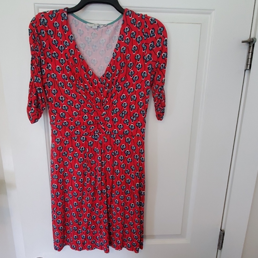 Boden jersey dress with ruched sleeves